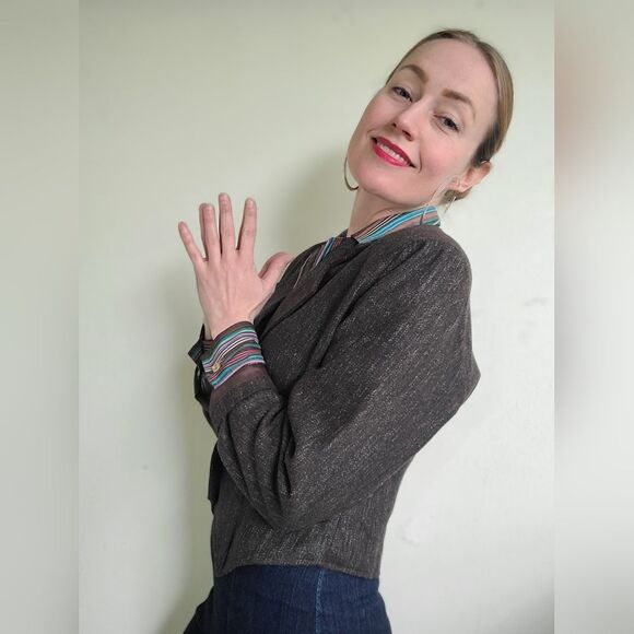 The Social Studies Teacher Vintage 80s Wool Cropped Blazer M - Picture 8 of 11